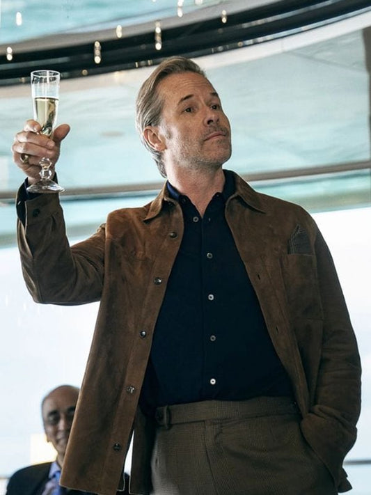 The Woman in Cabin 10 Guy Pearce Suede Jacket