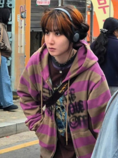 The Wonderfools 2026 Park Eun-bin Striped Zip up Hoodie