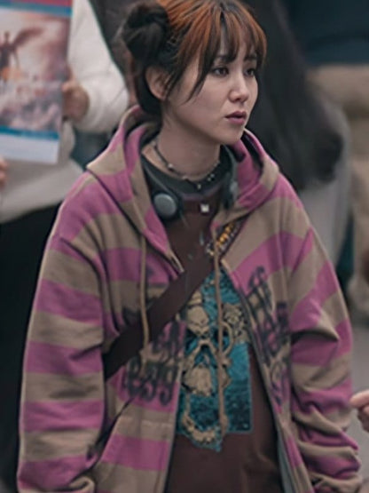 The Wonderfools 2026 Park Eun-bin Striped Zip up Hoodie