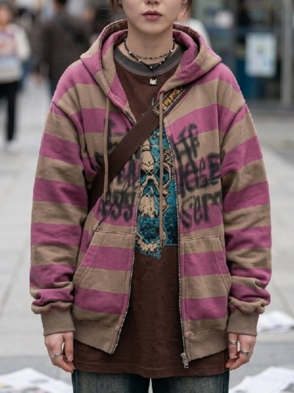 The Wonderfools 2026 Park Eun-bin Striped Zip up Hoodie