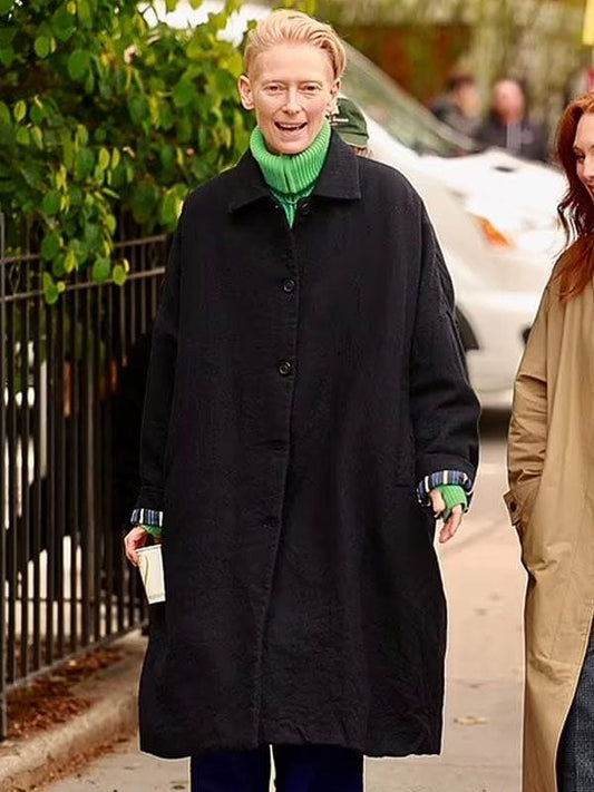 Tilda Swinton The Room Next Door Black Coat