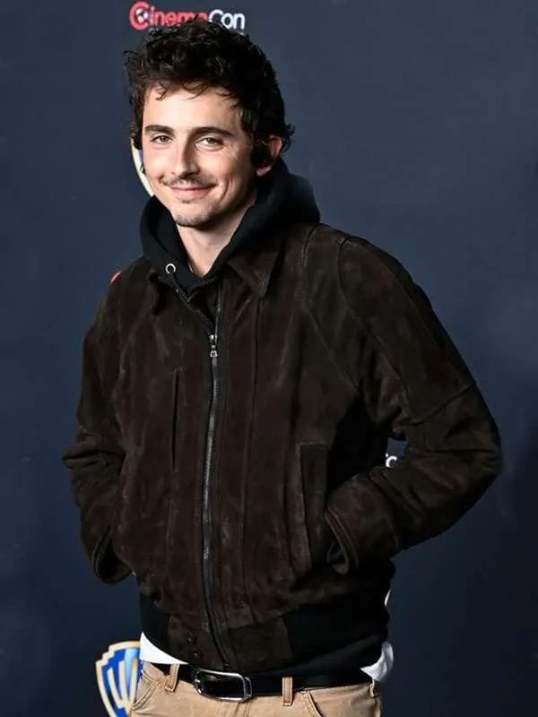 Timothee Chalamet CinemaCon Suede Jacket Brown