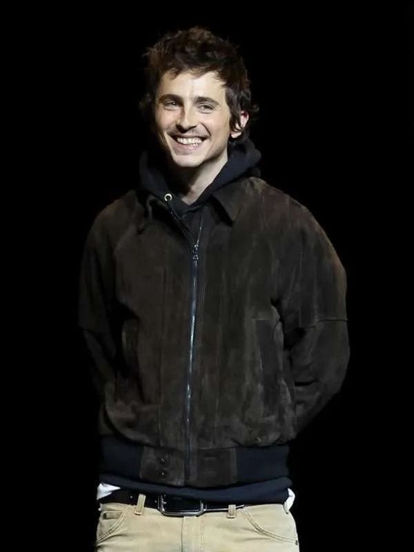 Timothee Chalamet CinemaCon Suede Jacket Brown