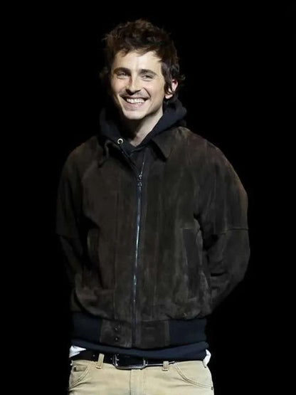 Timothee Chalamet CinemaCon Suede Jacket Brown
