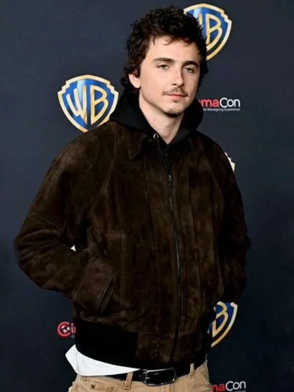 Timothee Chalamet CinemaCon Suede Jacket Brown