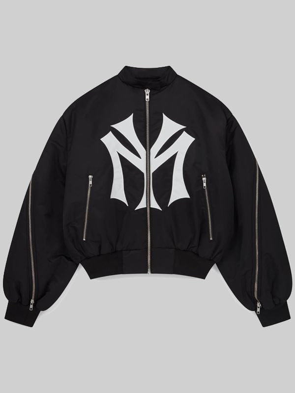 k*様 Mowalola My City Bomber jacket Timothée Chalamet Mowalola My City Bomber Jacket Black