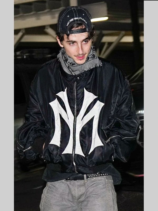 Timothée Chalamet Mowalola My City Bomber Jacket Black