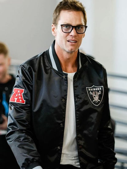 Tom Brady Las Vegas Raiders Satin Jacket