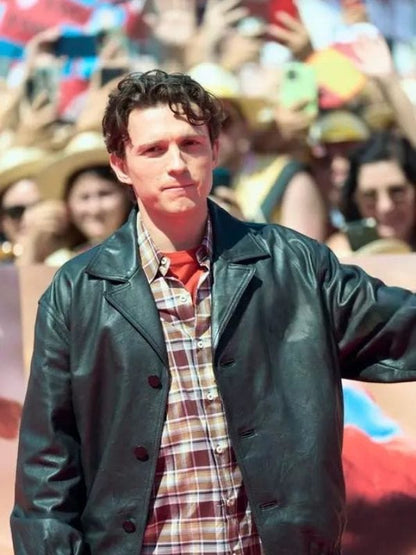 Tom Holland Madrid 2026 Leather Jacket Black