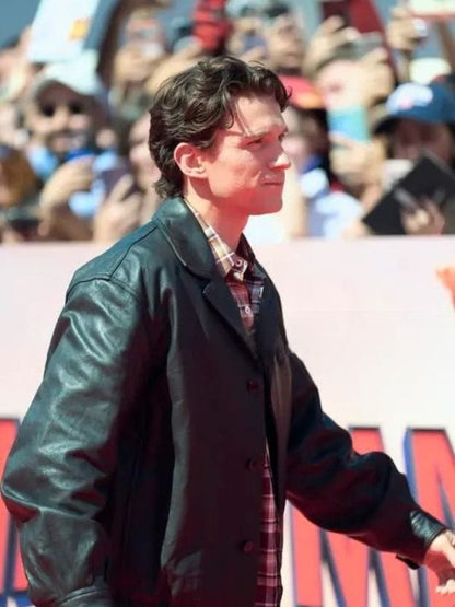 Tom Holland Madrid 2026 Leather Jacket Black