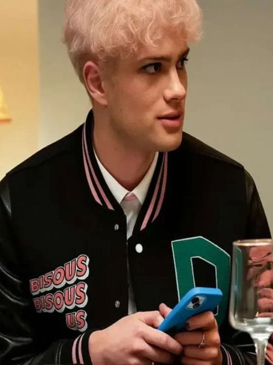 Too Much S01 Leo Reich Patchwork Varsity Jacket Black