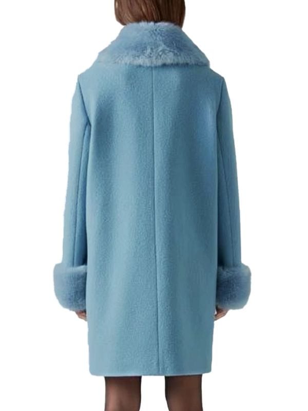 Too Much S01 Megan Stalter Blue Coat Fur Collar