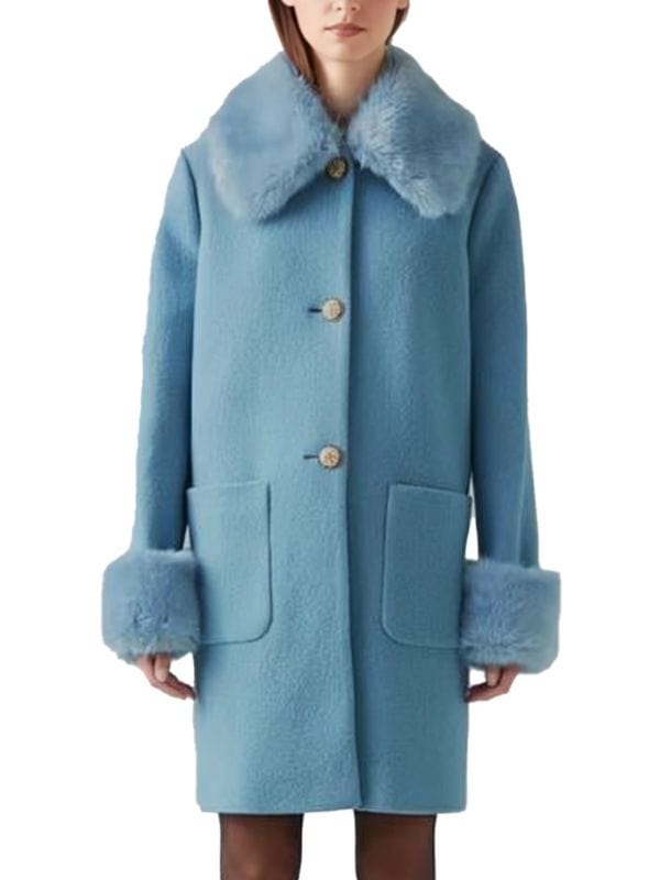 Too Much S01 Megan Stalter Blue Coat Fur Collar