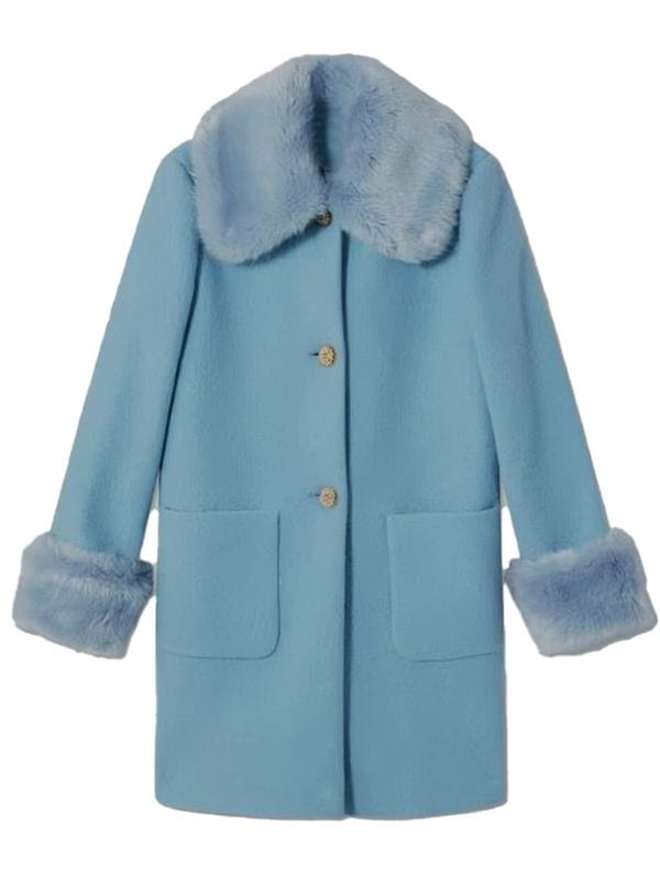 Too Much S01 Megan Stalter Blue Coat Fur Collar