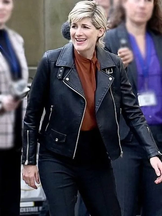 Toxic Town Jodie Whittaker Leather Jacket Toxic Town Jodie Whittaker Leather Jacket Black