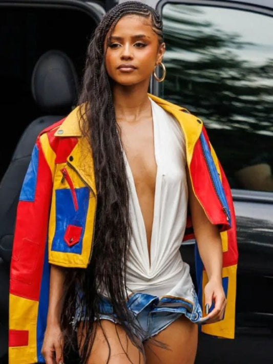 Tyla Berlin 2025 Multicolor Leather Jacket - Shop Now