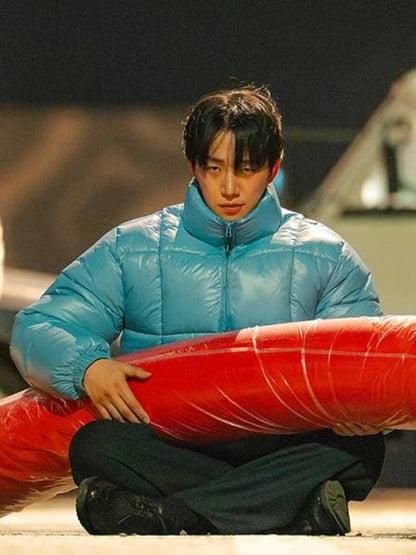 Typhoon Family S01 Lee Jun-ho Blue Puffer Jacket