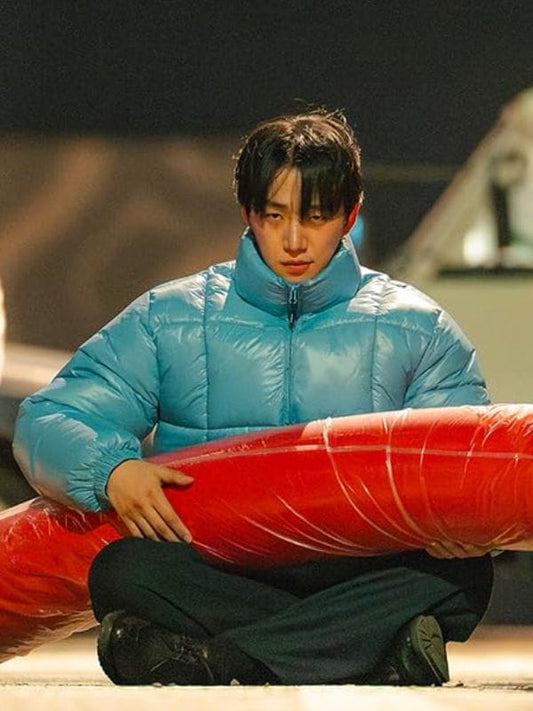 Typhoon Family S01 Lee Jun-ho Blue Puffer Jacket