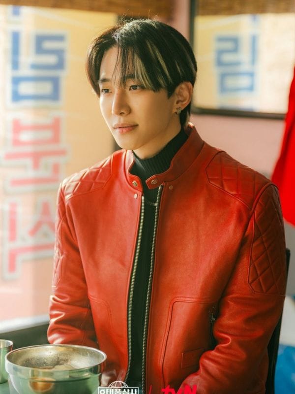 Typhoon Family S01 Lee Jun-ho Red Leather Jacket