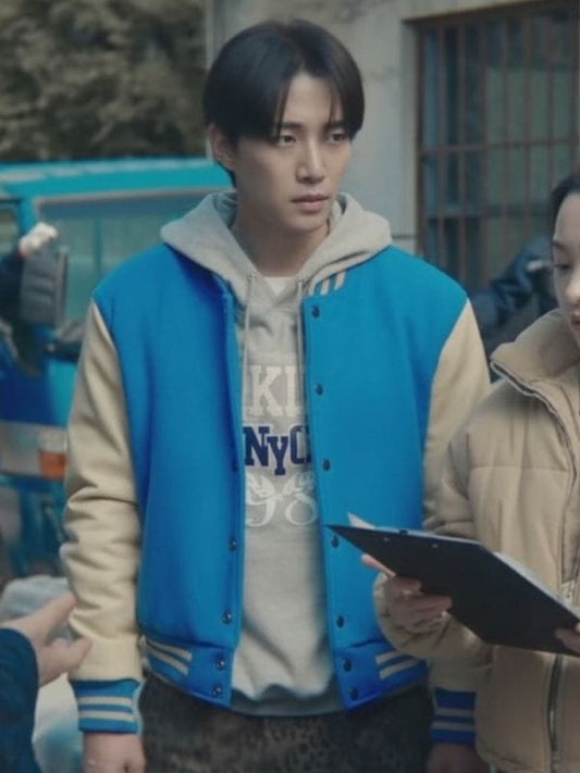 Typhoon Family S01 Lee Jun-ho Varsity Jacket Blue