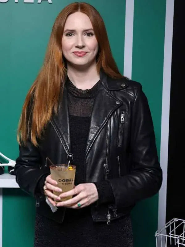 US Open Tennis 2026 Karen Gillan Black Leather Jacket