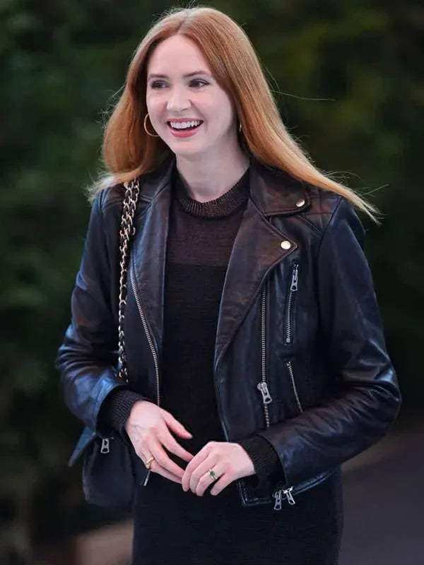 US Open Tennis 2026 Karen Gillan Black Leather Jacket