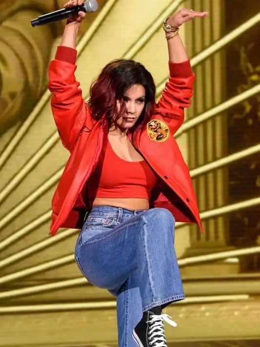 Vanessa Hudgens MTV Awards Red Leather Jacket Vanessa Hudgens MTV Awards Red Leather Jacket