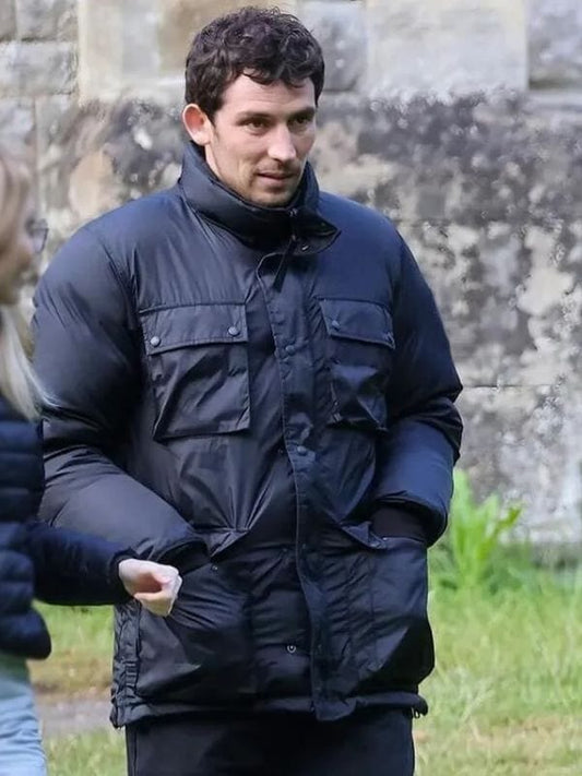 Wake Up Dead Man Josh O’Connor Puffer Jacket Black