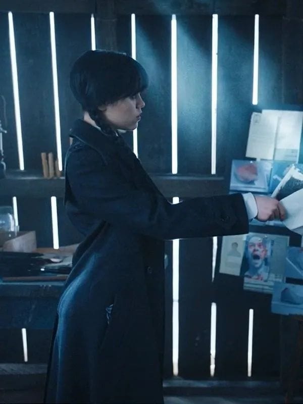 Wednesday Jenna Ortega Black Trench Coat Wednesday Jenna Ortega Black Trench Coat