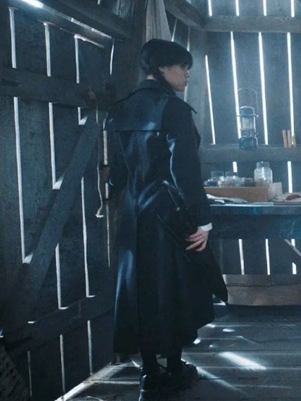 Wednesday Jenna Ortega Black Trench Coat Wednesday Jenna Ortega Black Trench Coat