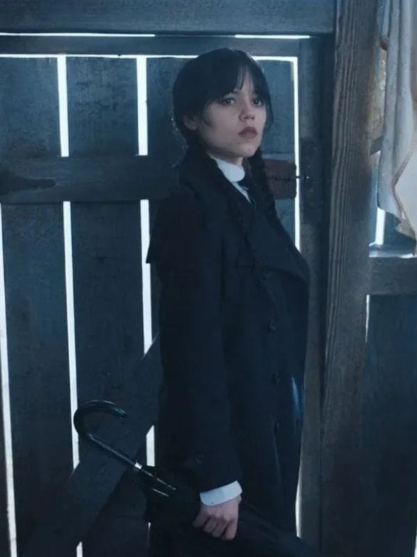 Wednesday Jenna Ortega Black Trench Coat Wednesday Jenna Ortega Black Trench Coat