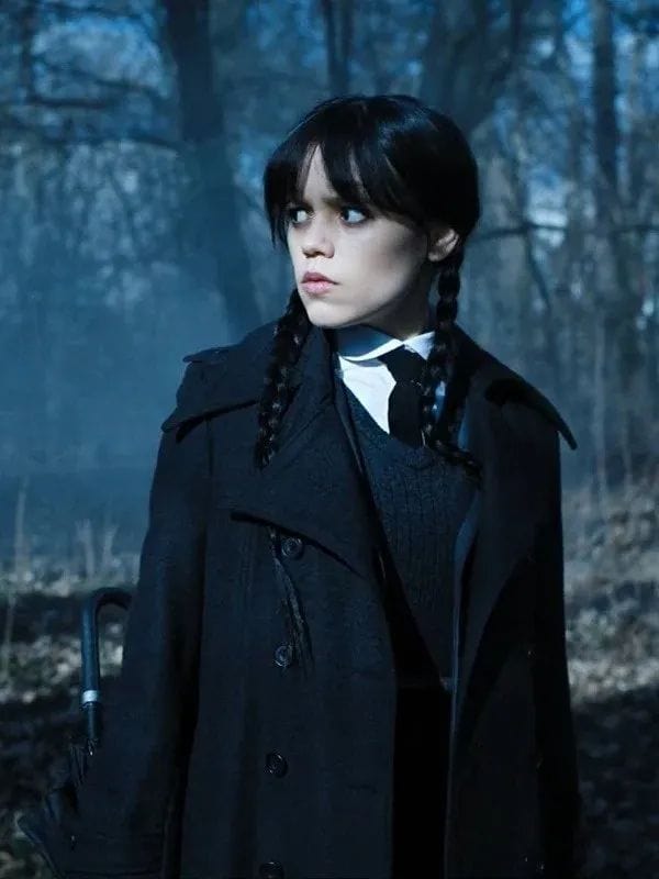 Wednesday Jenna Ortega Black Trench Coat Wednesday Jenna Ortega Black Trench Coat