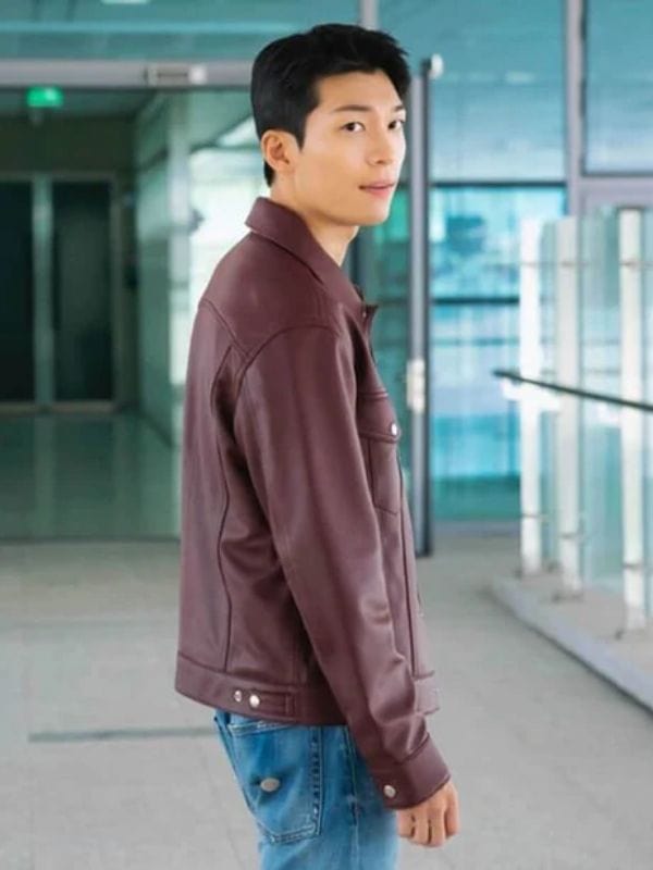 Wi Ha-joon Bad and Crazy Maroon Leather Jacket - Shop Now
