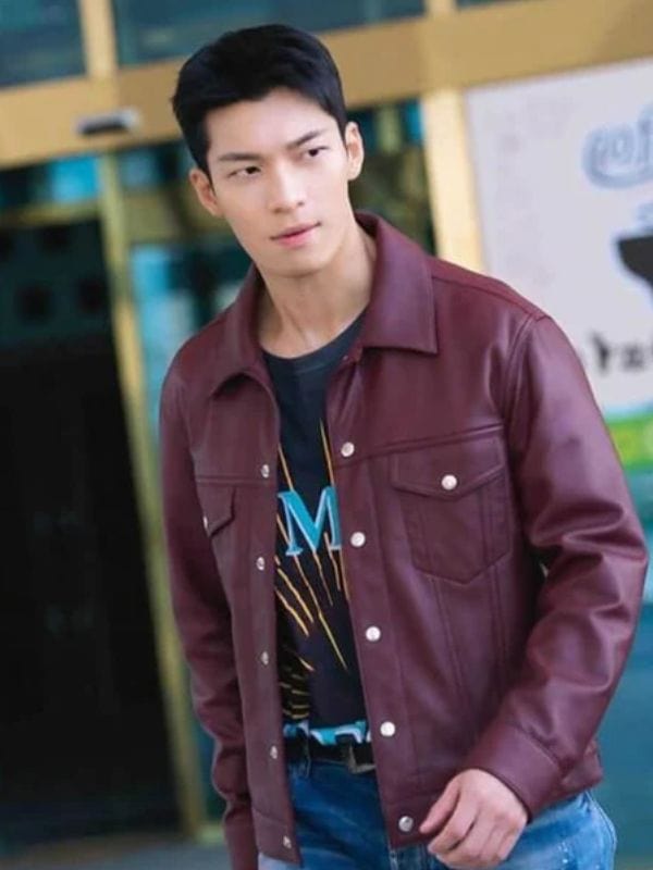 Wi Ha-joon Bad and Crazy Maroon Leather Jacket - Shop Now
