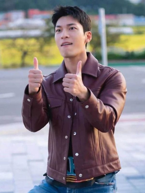 Wi Ha-joon Bad and Crazy Maroon Leather Jacket - Shop Now