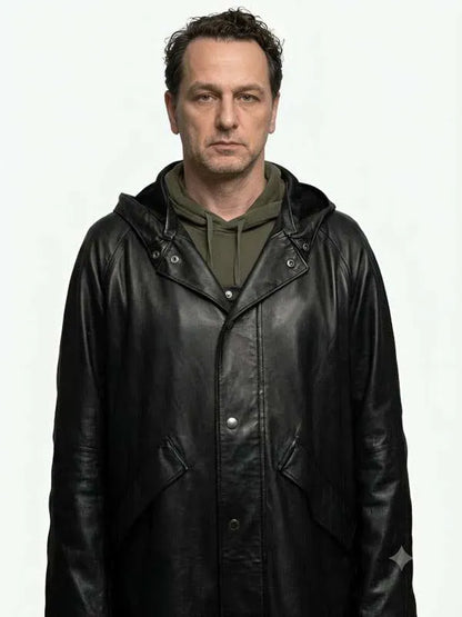 Widows Bay 2026 Matthew Rhys Leather Coat