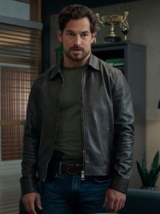 Wild Cards Cole Ellis Black Leather Jacket Giacomo Gianniotti Wild Cards Cole Ellis Black Leather Jacket