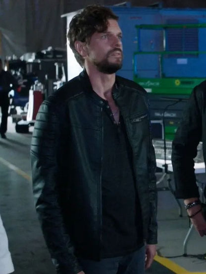 Wild Cards S03 Matt Ellis Black Leather Jacket
