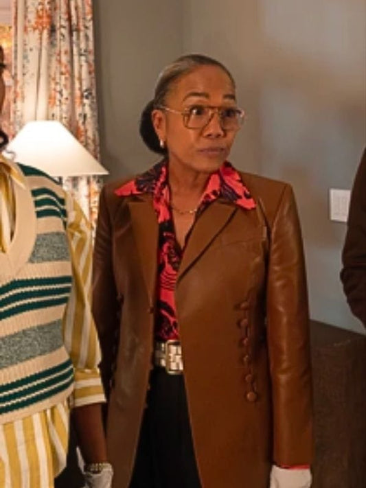 Will Trent S03 Sonja Sohn Leather Blazer Will Trent S03 Sonja Sohn Leather Blazer Brown