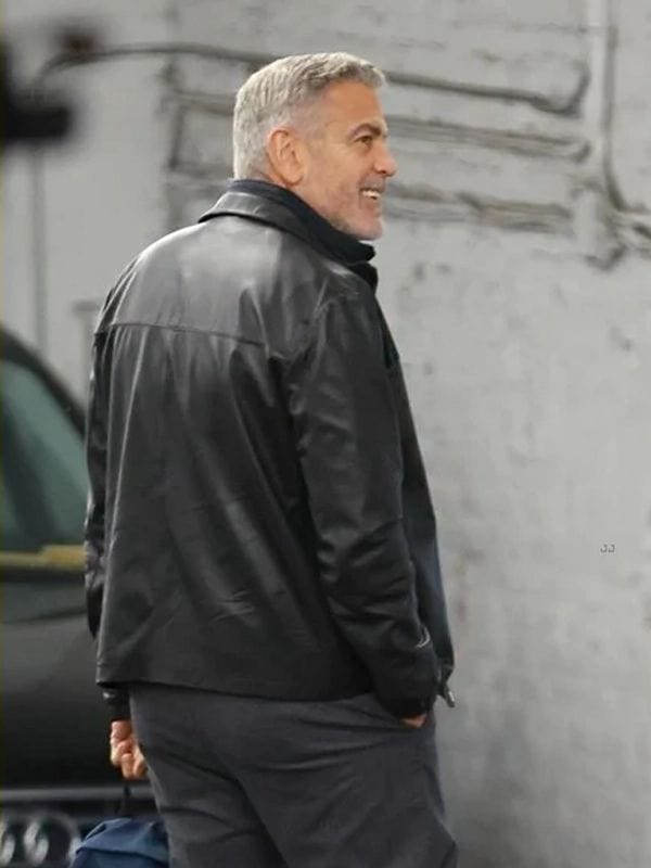 Wolfs 2024 George Clooney Black Leather Jacket Wolfs 2024 George Clooney Black Leather Jacket