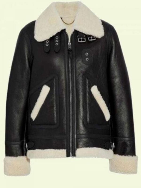 Women’s Shearling Aviator Leather Jacket Women's B3 Ivory Shearling Aviator Leather Jacket