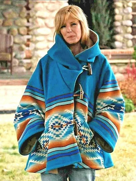Yellowstone Kelly Reilly Blue Hooded Coat